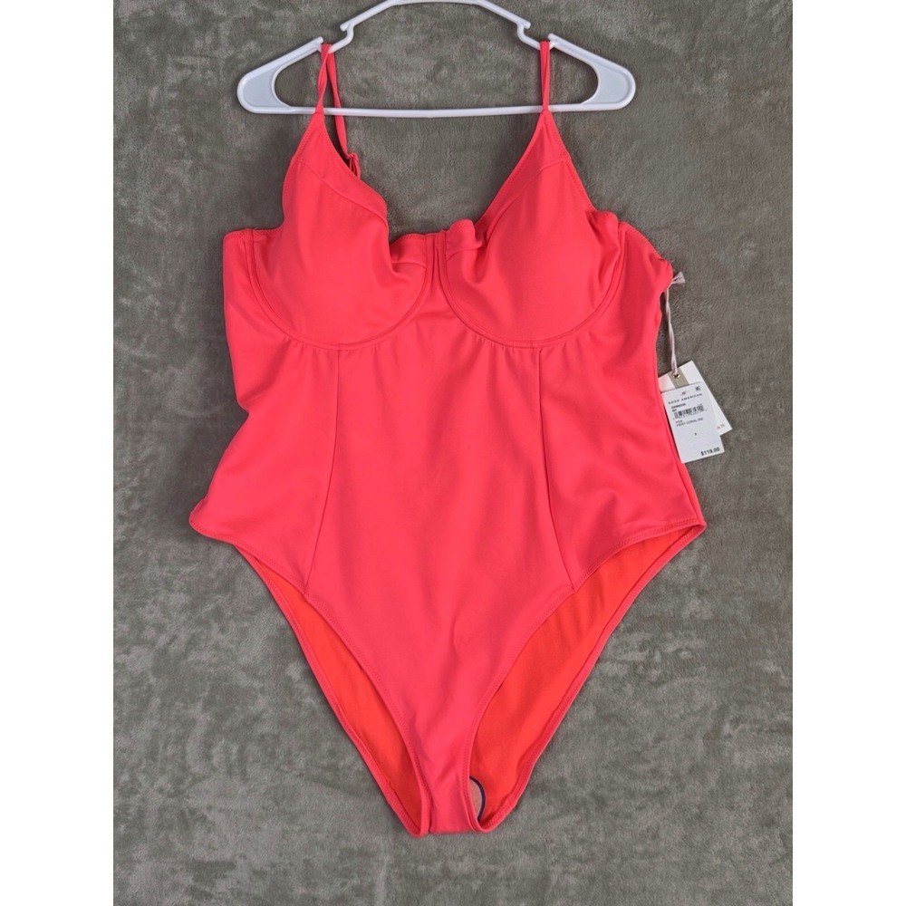 Good‎ American One Piece Swimsuit Size 8 NWT Neon Pink Underwire Bathing Suit
